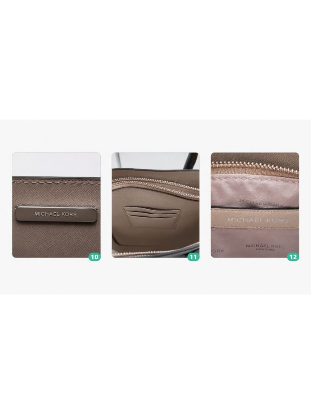 Michael Kors Mercer Small Pebbled Leather Satchel Crossbody Bag Teal White NWT - Picture 6 of 6